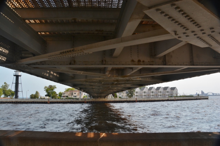 under the aerial lift bridge